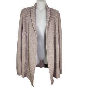 Honey Punch Cardigan Sweater Women's Medium Taupe Beige Open Shawl Collar Knit